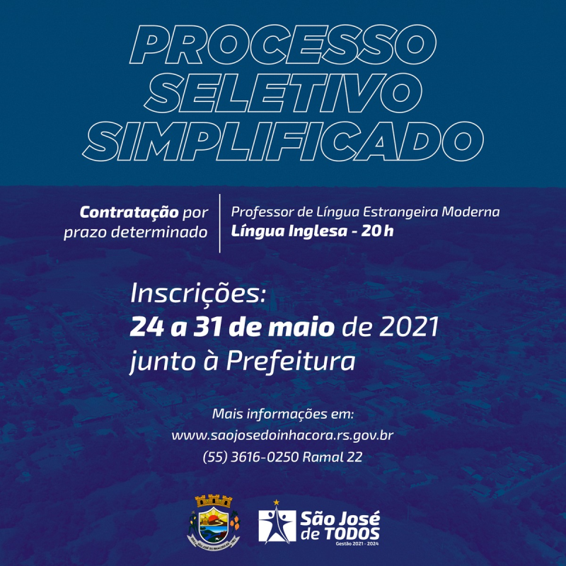 PROCESSO SELETIVO SIMPLIFICADO Nº 04/2021- PROFESSOR DE LÍNGUA INGLESA